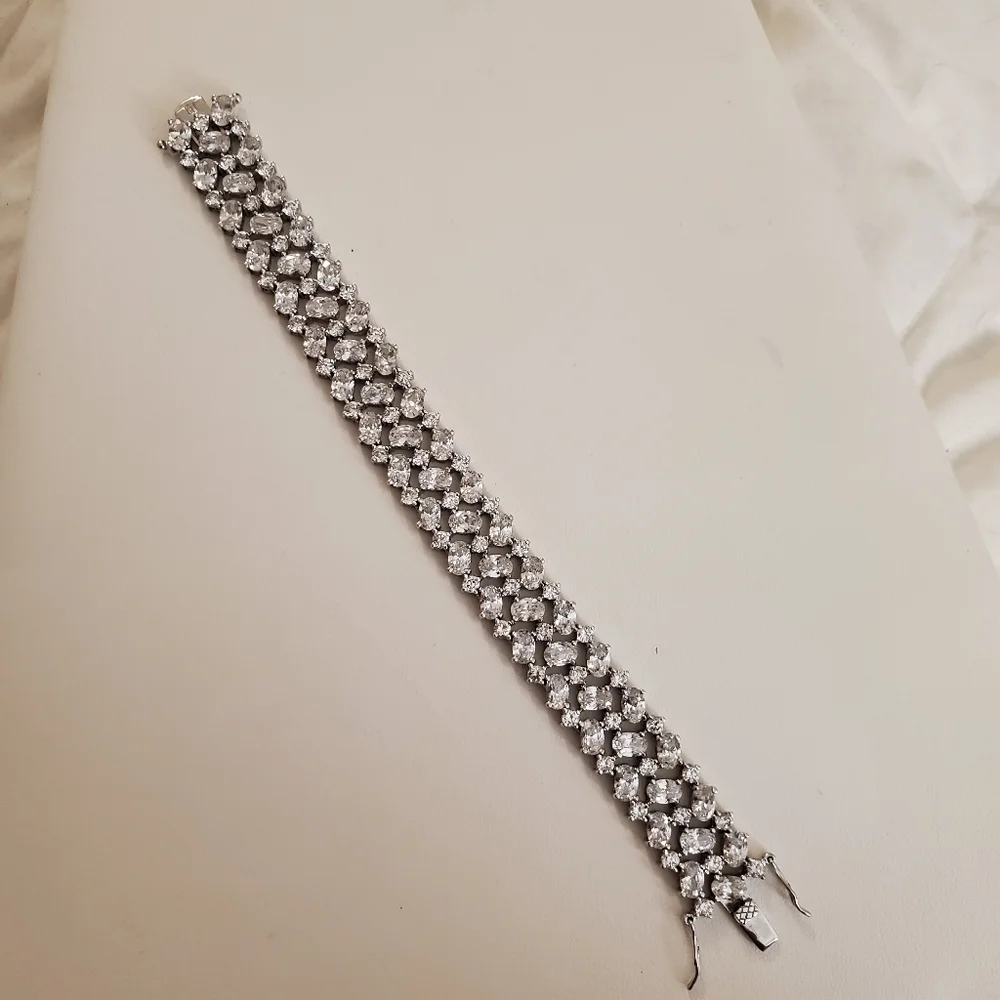 Heavy Sterling Silver Cz Bracelet